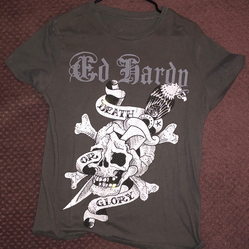 Ed Hardy Rhinestone Skull Tee - Picture 2 of 4